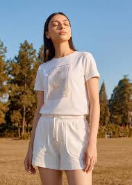 Alonge Women's Regular Fit Foil Graphic Tee