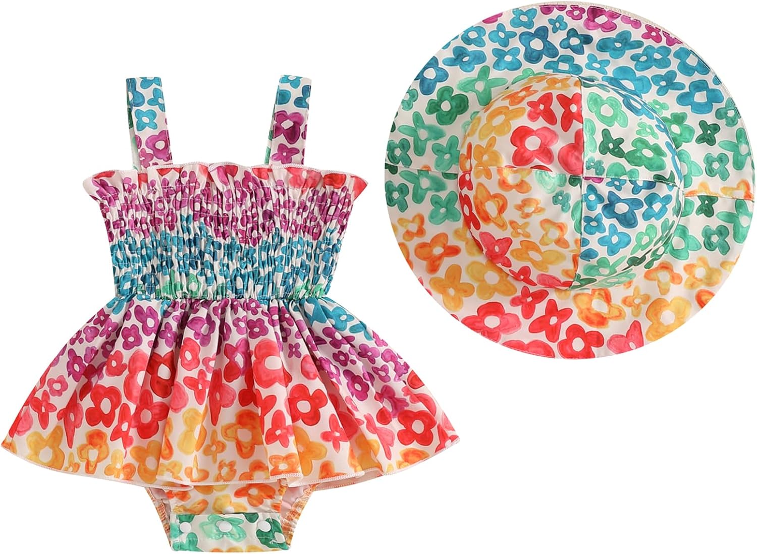 Mubineo Baby Girl Summer Clothes Floral Romper Dress Infant Sleeveless Rompers Skirt One Piece Boho Sun Dress Outfits