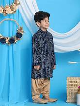 Vastramay Boys' Bandhani Kurta and Patiala Set â€“ Traditional Cotton Ethnic Wear for Infants, Perfect for Weddings and Festive Occasions