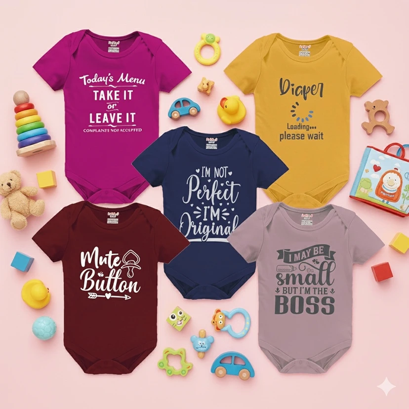 kiddeo Baby Boy's and Baby Girl's Bodysuit(pack of 5)