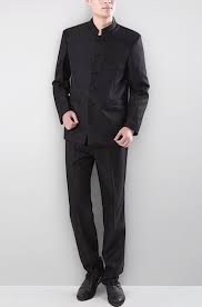 Chinese Tunic Suits Mandarin Collar Formal Black Suit Slim Fit Front Button Japanese School Uniform Groom Dress