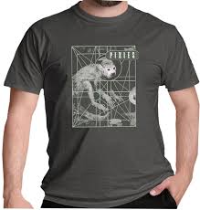 Pixies Men's Monkey Grid Charcoal T-Shirt Dark Grey