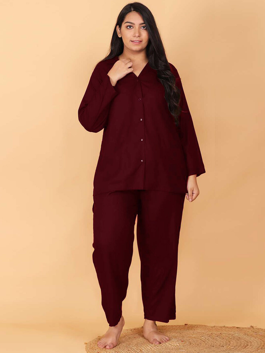 Lastinch Women Flower Embroidery Night Suit Set