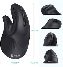 iClever Ergonomic Vertical Wireless Mouse for Laptop/PC - Adjustable DPI, 6 Buttons