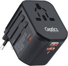 Ceptics 65W Universal Travel Adapter | 4-in-1 Charger with USB-C for Laptop/MacBook