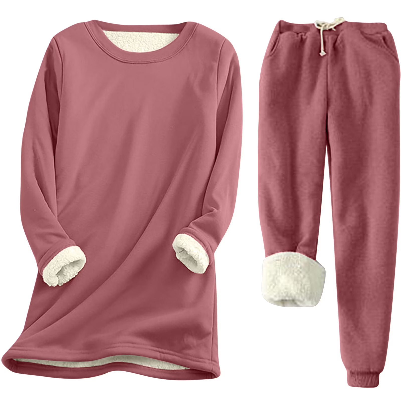 Women Winter Night Suit, Sweatshirt with Lower, Warm Sleepwear Set