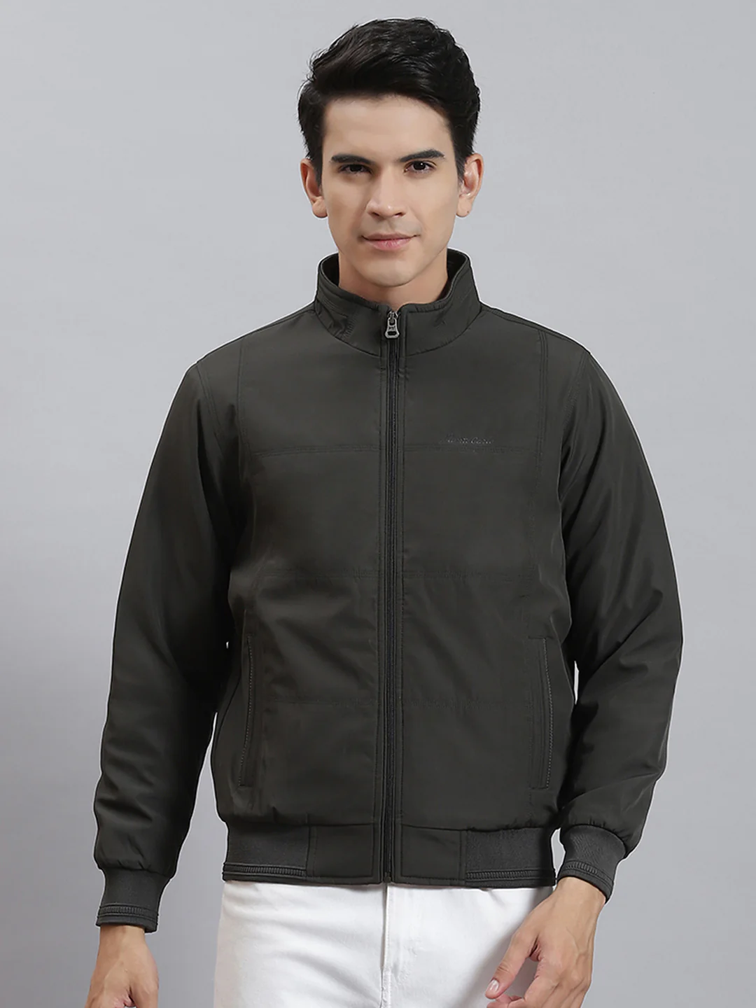 Monte Carlo Mens Solid Collared Neck Full Sleeve Jacket