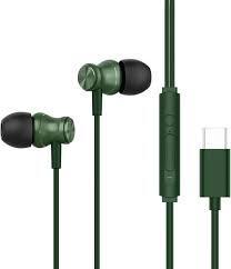 HAMMER Nova Type-C Wired Earphones with Mic - Powerful Bass, Green