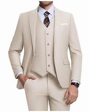 ZKHOECR Men's 3 Piece Slim Fit Suit Set, Two Button Blazer Solid Jacket Vest Pants Wedding Business Suit