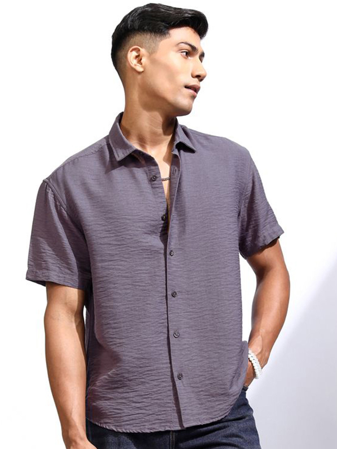 Locomotive Men's Solid Relaxed Fit Shirt