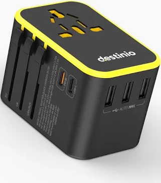 Destinio Universal Travel Adapter: 6-in-1 Fast 35W Charger with USB & Type C Ports