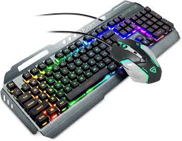 RAEGR RapidGear X70 USB Gaming Keyboard & Mouse Combo | Aluminum Body, Adjustable DPI, Rainbow Lighting