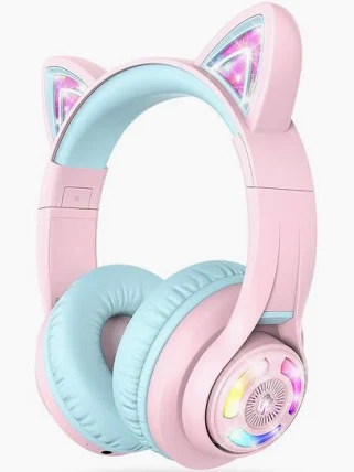 iClever BTH13 Cat Ear Kids Bluetooth Headphones - Pink