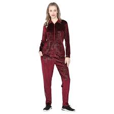 TRYLO Riza Women's Supersoft Velvet Fabric Full Sleeves Printed Night Suit Set for Winter Wear