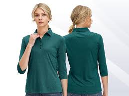 Women's Soft 3/4 Sleeve V Neck Golf Shirt Long Mositure Wicking Performance Sports Polo T Shirt Tops for Women, 12141# Blue, X-Large