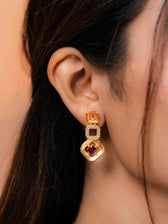 Nivya gold necklace set (Dark Pink) - Image 2