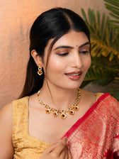 Nivya gold necklace set (Dark Pink) - Image 3