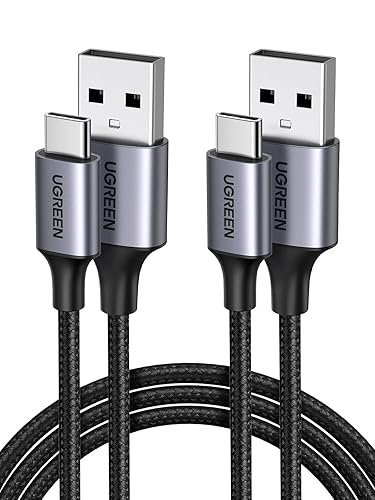 UGREEN USB A to USB C Cable [2M, 2-Pack], Nylon Braided Type C Cord Fast Charging Compatible with iPhone 16 Pro/15, Galaxy S24 S23, Pixel, Nokia, Moto, LG, Switch, Android Auto