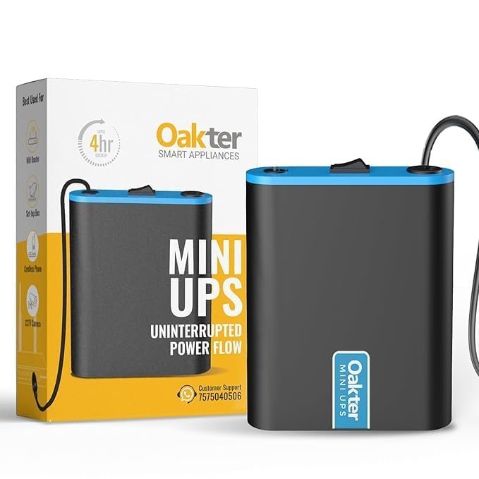 Oakter Mini UPS for 12V WiFi Router Broadband Modem | Backup Upto 4 Hours | WiFi Router UPS Power Backup During Power Cuts | UPS Broadband Modem (12 Volt Backup 4 HRS)