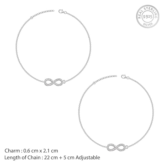 GIVA 925 Silver Rose Gold Infinity Pendant Necklace Ring Stud Earrings Toe Rings Anklet Bracelet Sets | Gifts for Women & Girls - Image 2