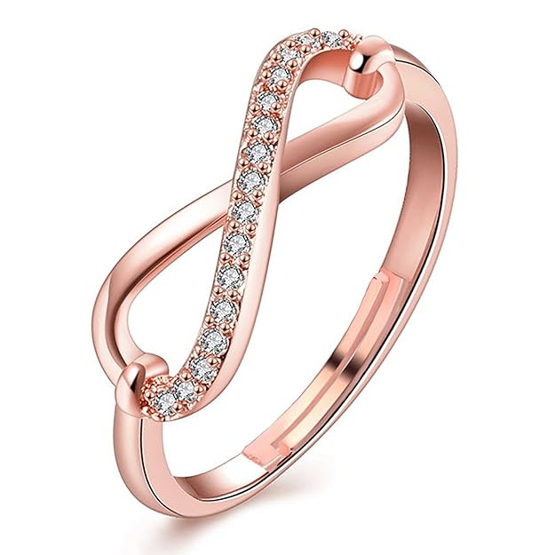 Om Jewells Rose Gold Plated Illuminating Adjustable Infinity Love Finger Ring For Girls And Women FR1000922 - Image 2