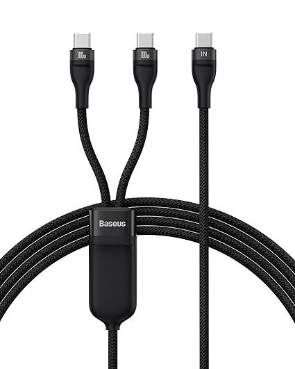 Baseus USB C Cable 100W 4.9FT 5A Type C Charger Cable Fast Charging 2 in 1 Multi Charging Cable, Nylon Braided USB C to USB C Cable for AIR/Mini 6 MacBook Galaxy S22 21 S10 Note