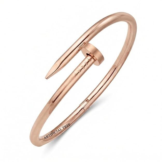 ARTIFICIAL TREE Stainless Steel Anti Tarnish Nail Bracelet Kada for Women & Girls | Openable Designer Bangle | Waterproof Jewelry | Gold, Silver & Rose Gold 1 Piece - Image 2