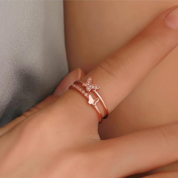 Fashion Frill Delicate Hug Silver Ring For Women I AM Enough Love Adjustable Finger Rings For Women Girls Love Gifts Women's Jewellery Rings Combo