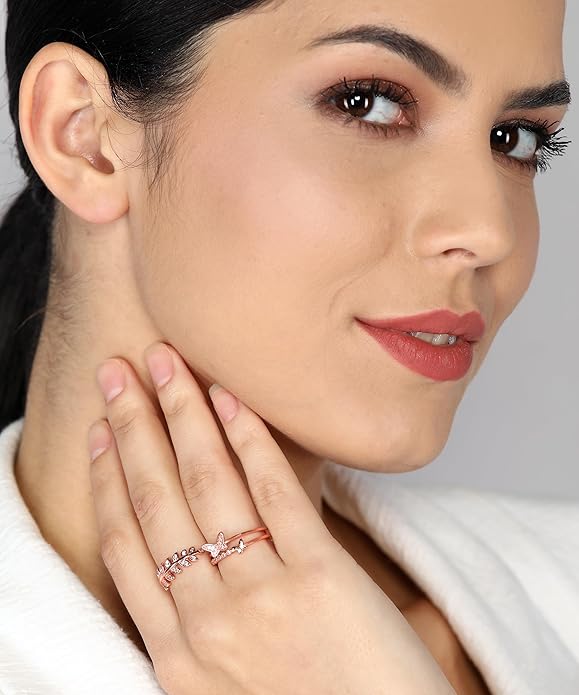 Fashion Frill Delicate Hug Silver Ring For Women I AM Enough Love Adjustable Finger Rings For Women Girls Love Gifts Women's Jewellery Rings Combo - Image 2