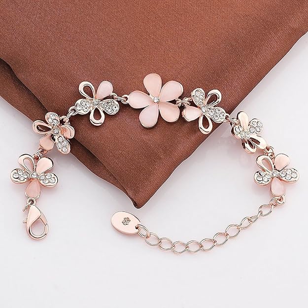 YouBella Jewellery Bracelets for Women Stylish Rose Gold Plated Crystal Bracelet Bangle Jewellery for Girls and Women - Image 3