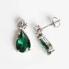 Sterling Silver Solitaire Green Necklace Jewellery Set With Earrings
