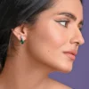 Sterling Silver Solitaire Green Necklace Jewellery Set With Earrings - Image 2