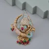 Traditional Gold Plated Swan Adjustable Ring with Meenakari and Beads - Image 2