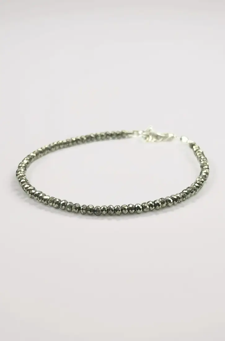 Pyrite Anklet for Women and Men, Natural Money Magnet Stone, Metallic Gold Crystal Beads, Prosperity Attracting Jewelry
