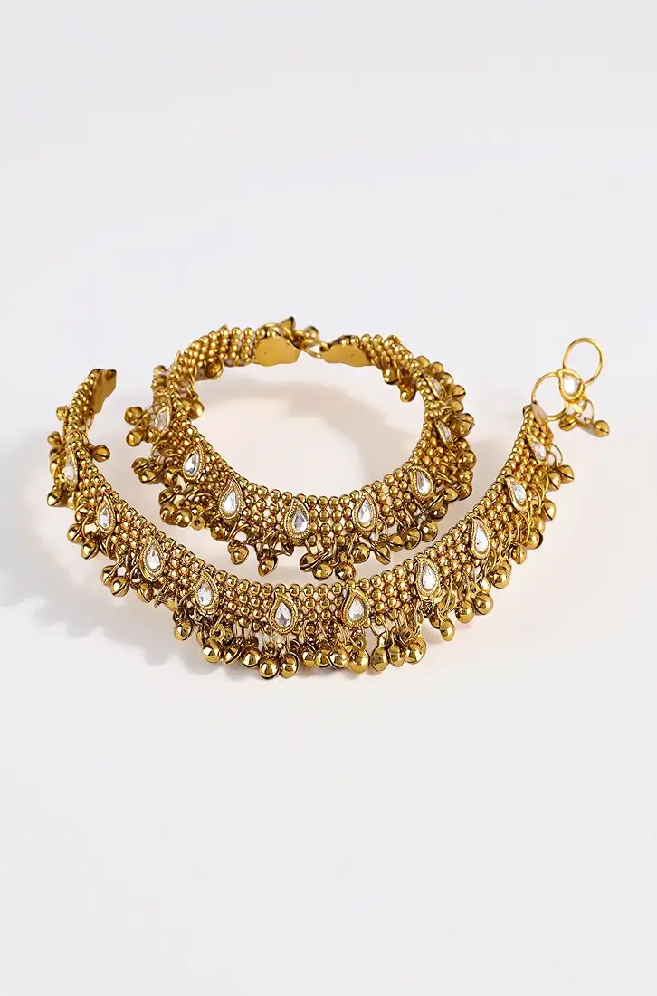 Shining Diva Gold Plated Anklets for Women - Image 3