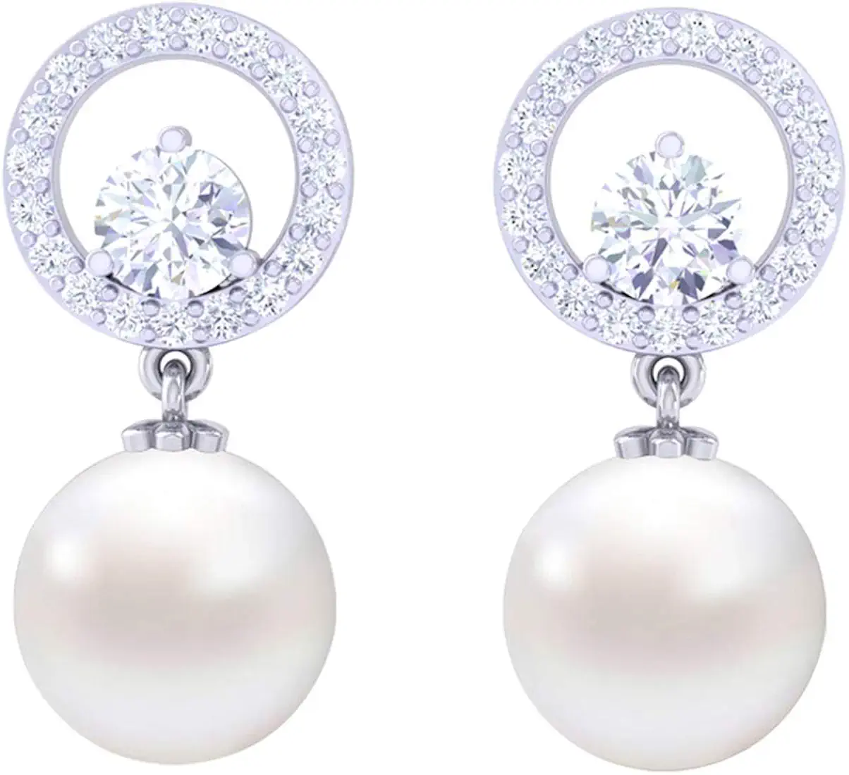 Silver Swiss Zirconia Pearl Earrings |Gift for Women and Girls - Image 3