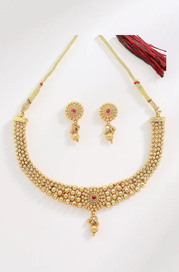 Choker Necklace with Drop Earring Jewellery Set For Women - Image 3
