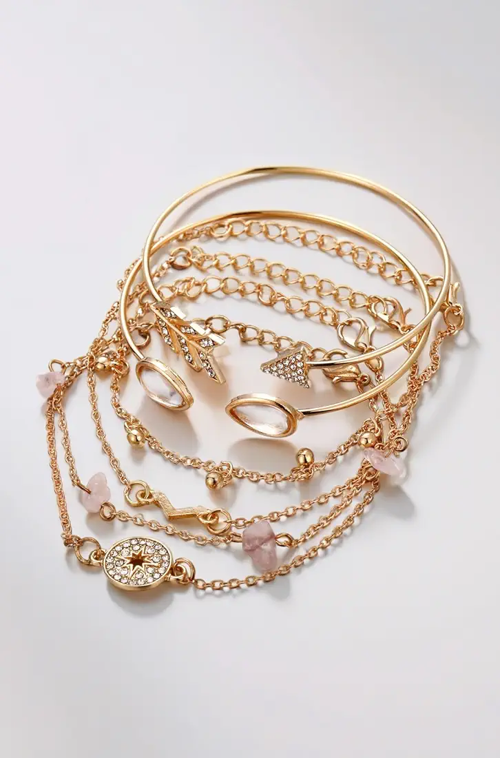 Diva Fashion Latest Stylish Multilayer Gold Plated Bangle Bracelet - Image 3