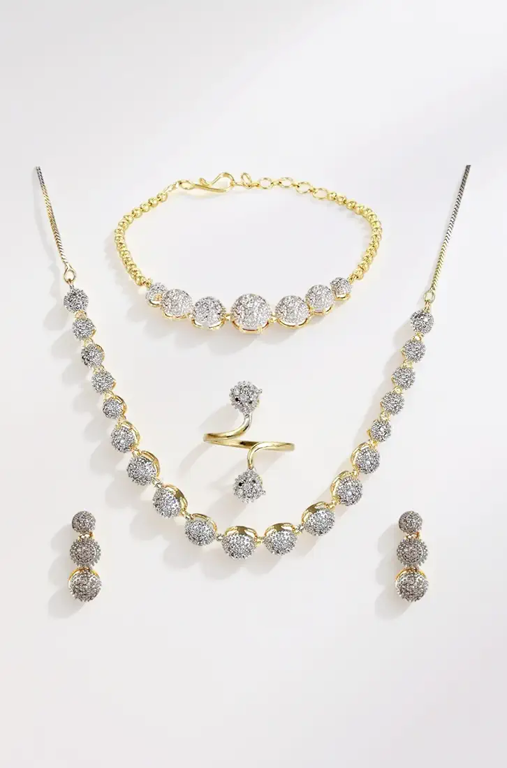 Jewellery Set for Women American Diamond Combo of Choker Necklace Set - Image 3