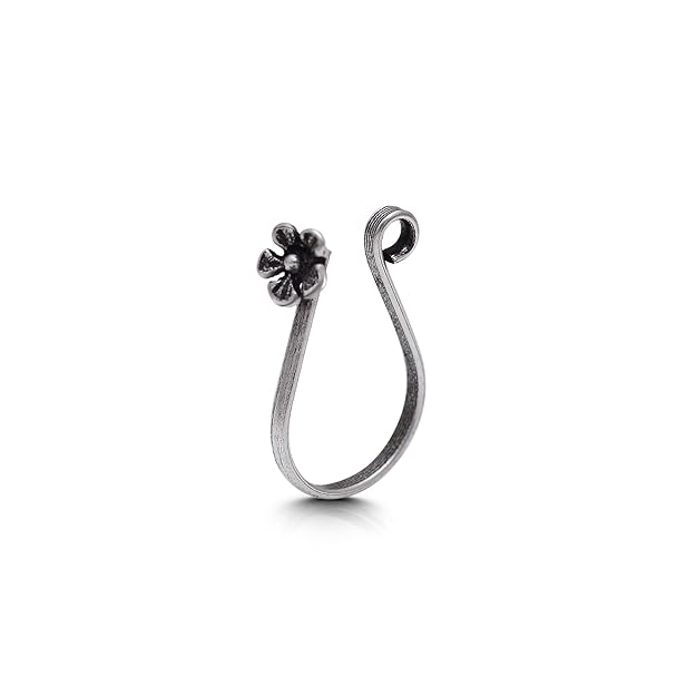 Abhooshan 92.5 Sterling Silver Light Weighted Clip On Faux Nose Pin CZ Stones Nose Pin without Piercing for Girls and Women | With Certificate of Authenticity