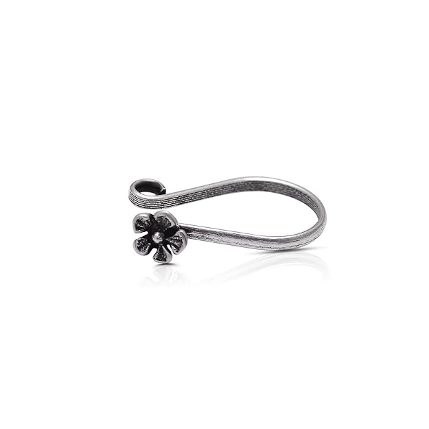 Abhooshan 92.5 Sterling Silver Light Weighted Clip On Faux Nose Pin CZ Stones Nose Pin without Piercing for Girls and Women | With Certificate of Authenticity - Image 2