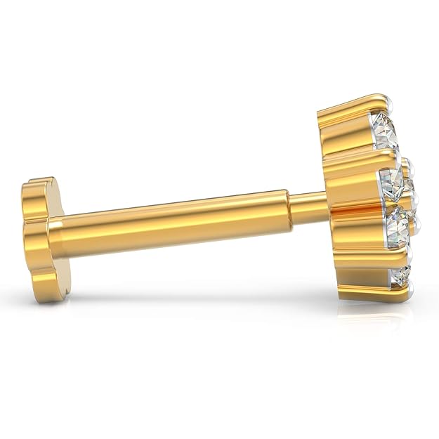 U ARE 925 Sterling Silver 18K Gold Plated Floral Radiance Nose Pin for Women and Girls | With Certificate of Authenticity and 925 Stamp