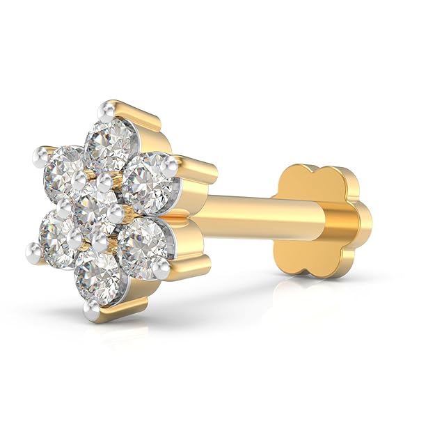 U ARE 925 Sterling Silver 18K Gold Plated Floral Radiance Nose Pin for Women and Girls | With Certificate of Authenticity and 925 Stamp - Image 2