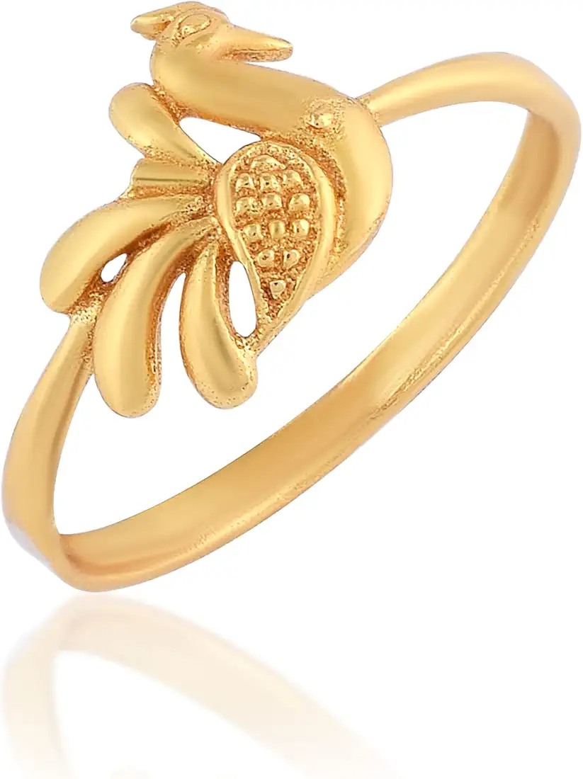 DULCI Gold Tone Peacock Enamel Finger Ring Party Jewelry For Women Girls - Image 3