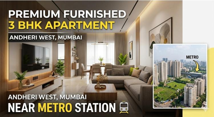 Premium Furnished 3 BHK Apartment in Andheri West Near Metro